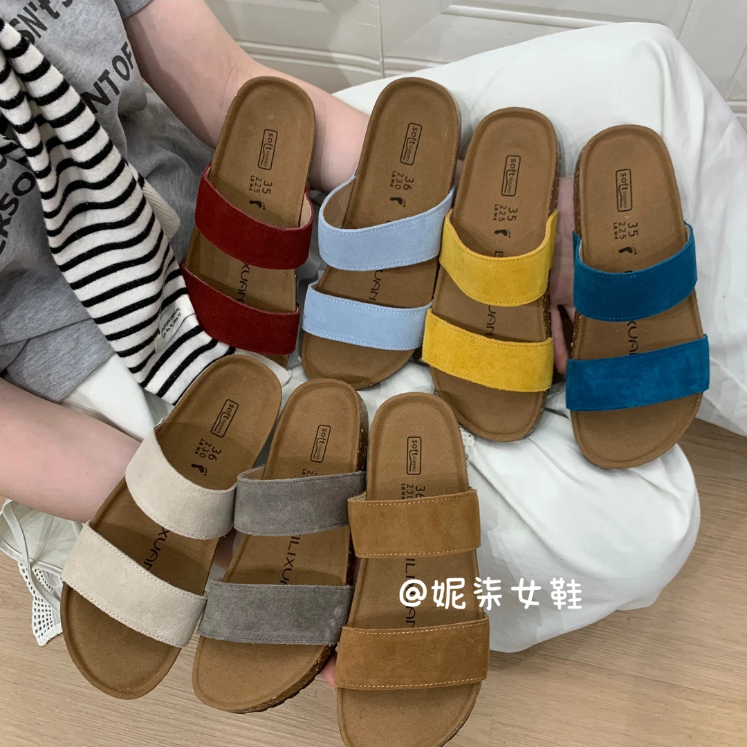 ins韩版厚底网红时尚复古休闲外穿夏季一字凉拖鞋女鞋百搭沙滩鞋