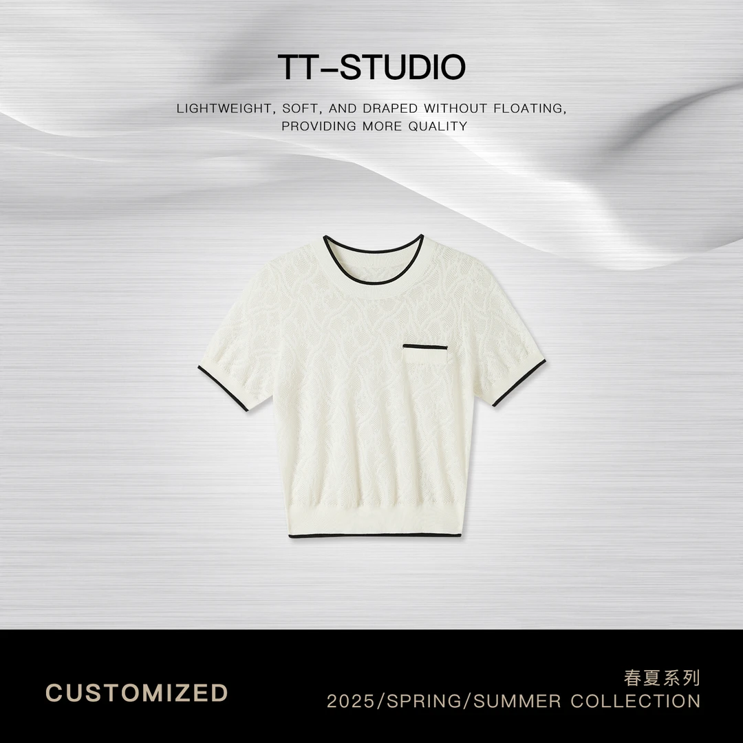TT【素简】莱赛尔100%春夏柔软亲肤圆领毛衣短袖TT-11MY1120