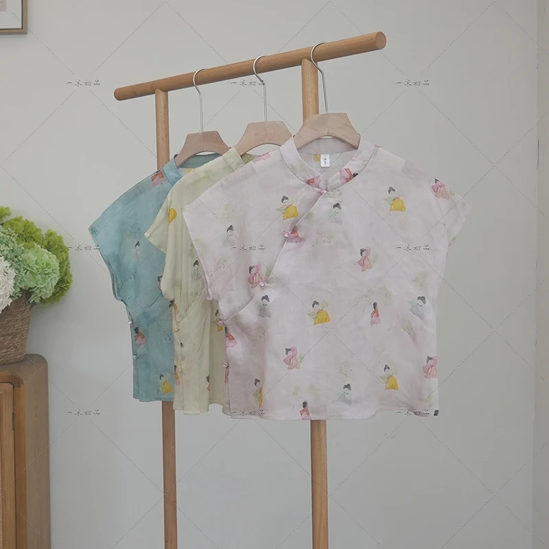 【将军工厂店】原创夏季中式复古衬衫气质斜襟国风小众女装上衣3518