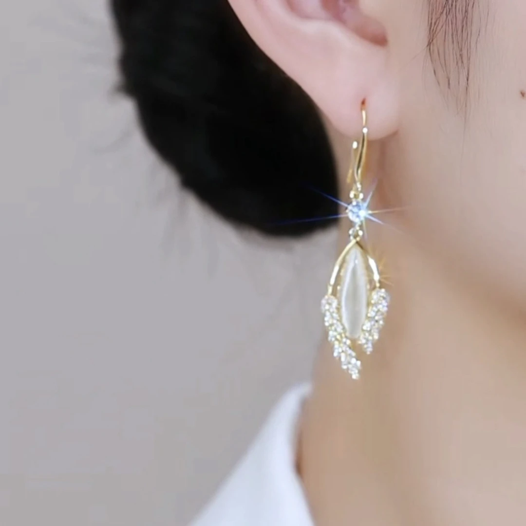 铜合金亚克力耳饰 2025爆款设计感轻奢麦穗耳坠百搭气质高级感