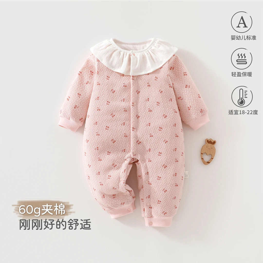 【童泰】婴儿连衣秋冬季初生儿夹丝保暖a类加棉加厚外出