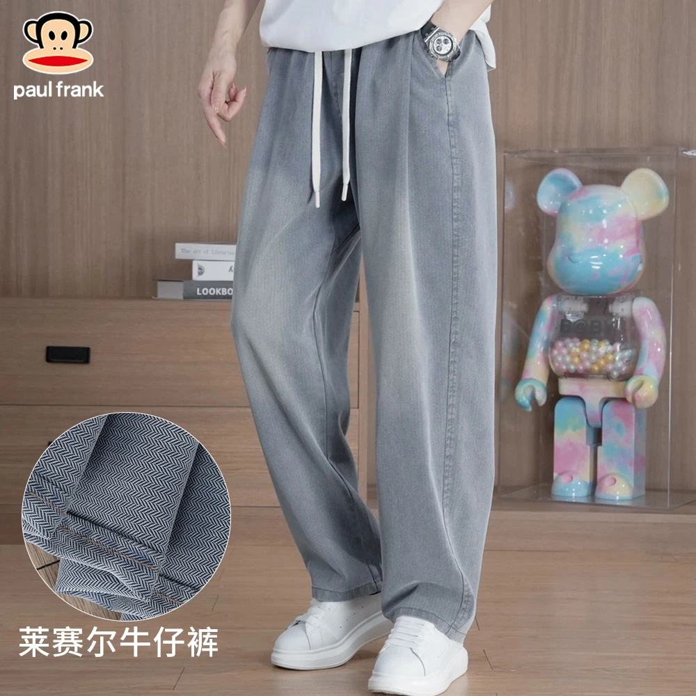 paul frank/大嘴猴2025夏季凉感莱赛尔天丝星空纹牛仔裤美式休闲