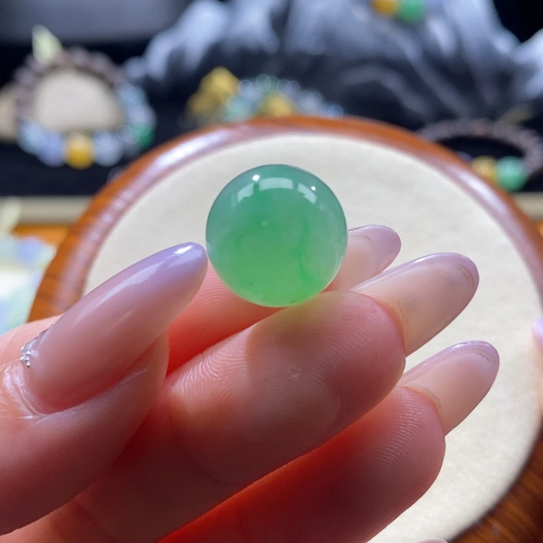 颈饰未镶嵌翡翠翡翠冰满绿珠14.4mm