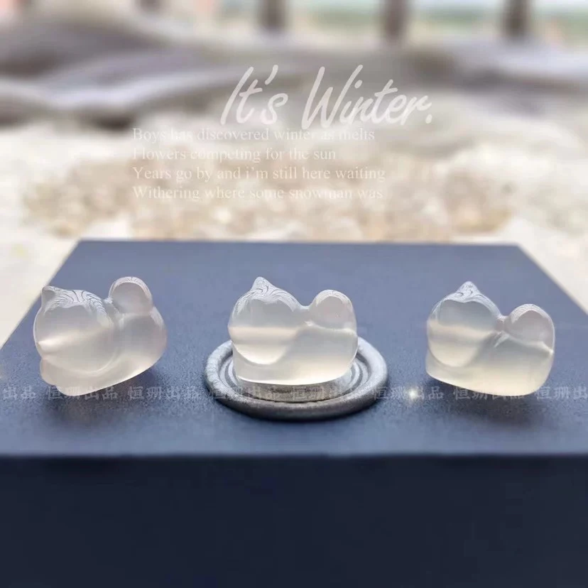 趴趴猫项链手链配饰饰品手串diy配件隔珠散珠小动物天然白玛瑙