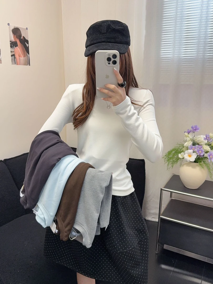 0216【冬季新款】软糯亲肤纯色百搭款磨毛T恤（D9214）