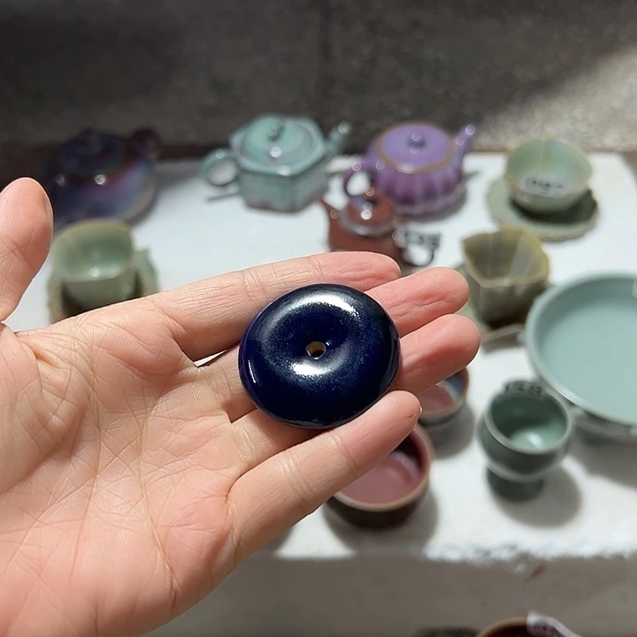 邾***人摆件瓷手工平安扣