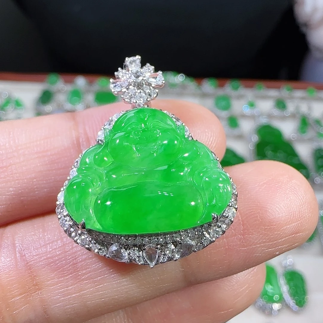 翡翠吊坠(不含链)18K金镶嵌@****馆