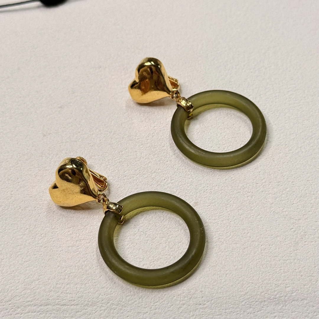 铜合金玻璃耳饰 【六六中古】孤品复古耳夹ap7198