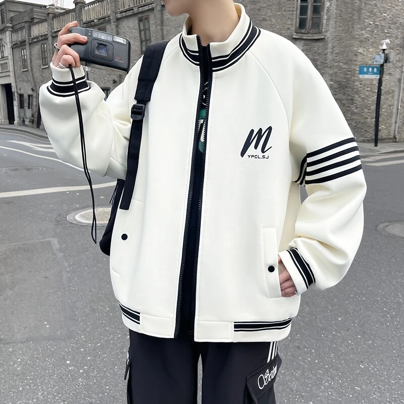 春季青少年港风立领男装潮流港风男士运动百搭夹克本罗纹下摆外套