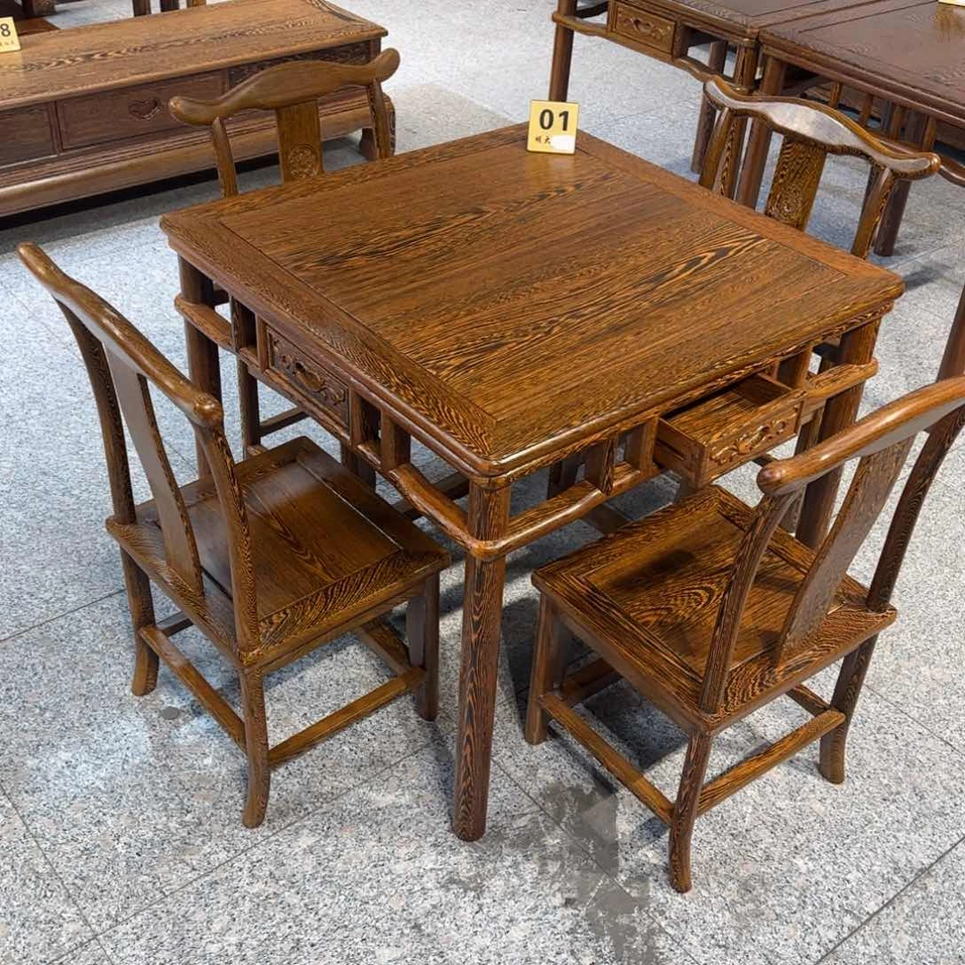 鸡翅木类成套家具78✖️78高68一桌四椅