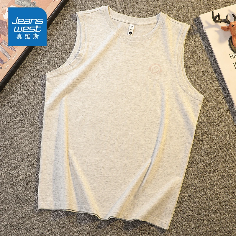 Jeanswest/真维斯潮牌篮球背心男生夏季宽松纯棉休闲透气无袖T恤
