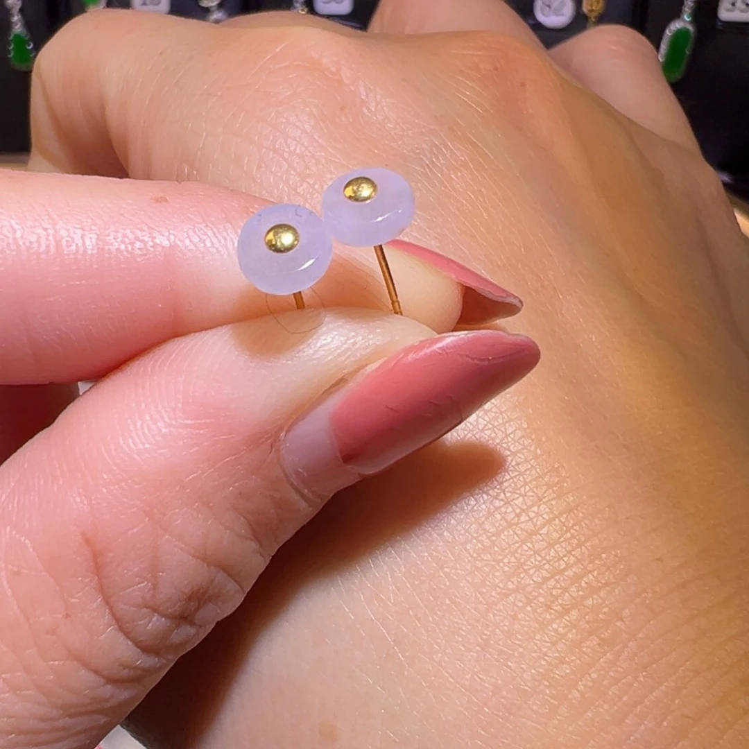 翡翠颈饰18K金镶嵌耳钉