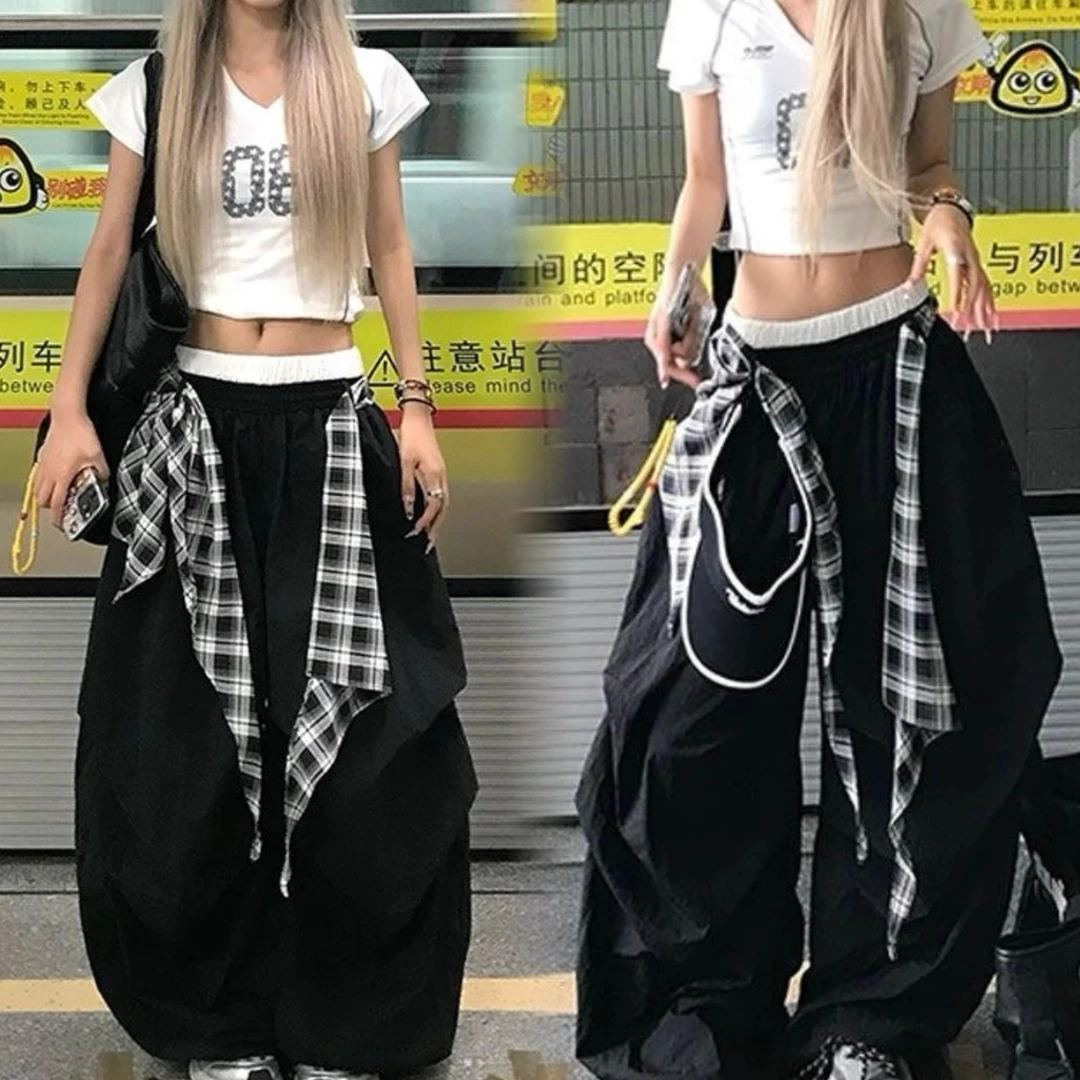 美式复古可拆卸屁帘伞兵裤女嘻哈街头宽松爵士jzza速干阔腿工装裤