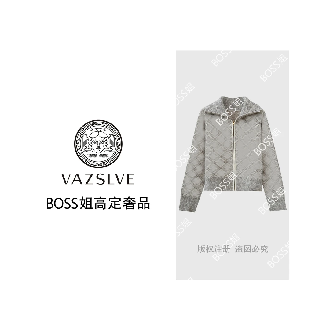 【VAZSLVE/全新奢品】捡漏 羊绒简约老花拉链针织开衫毛衣msl817