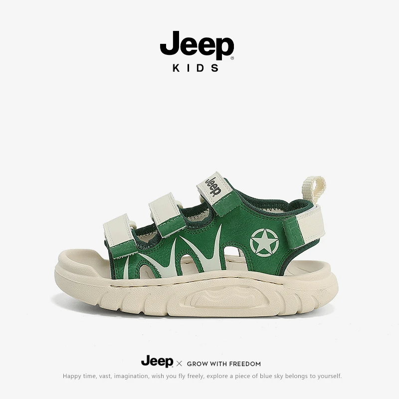jeep童鞋儿童凉鞋夏季男女童户外镂空溯溪鞋软底防滑海边沙滩凉鞋