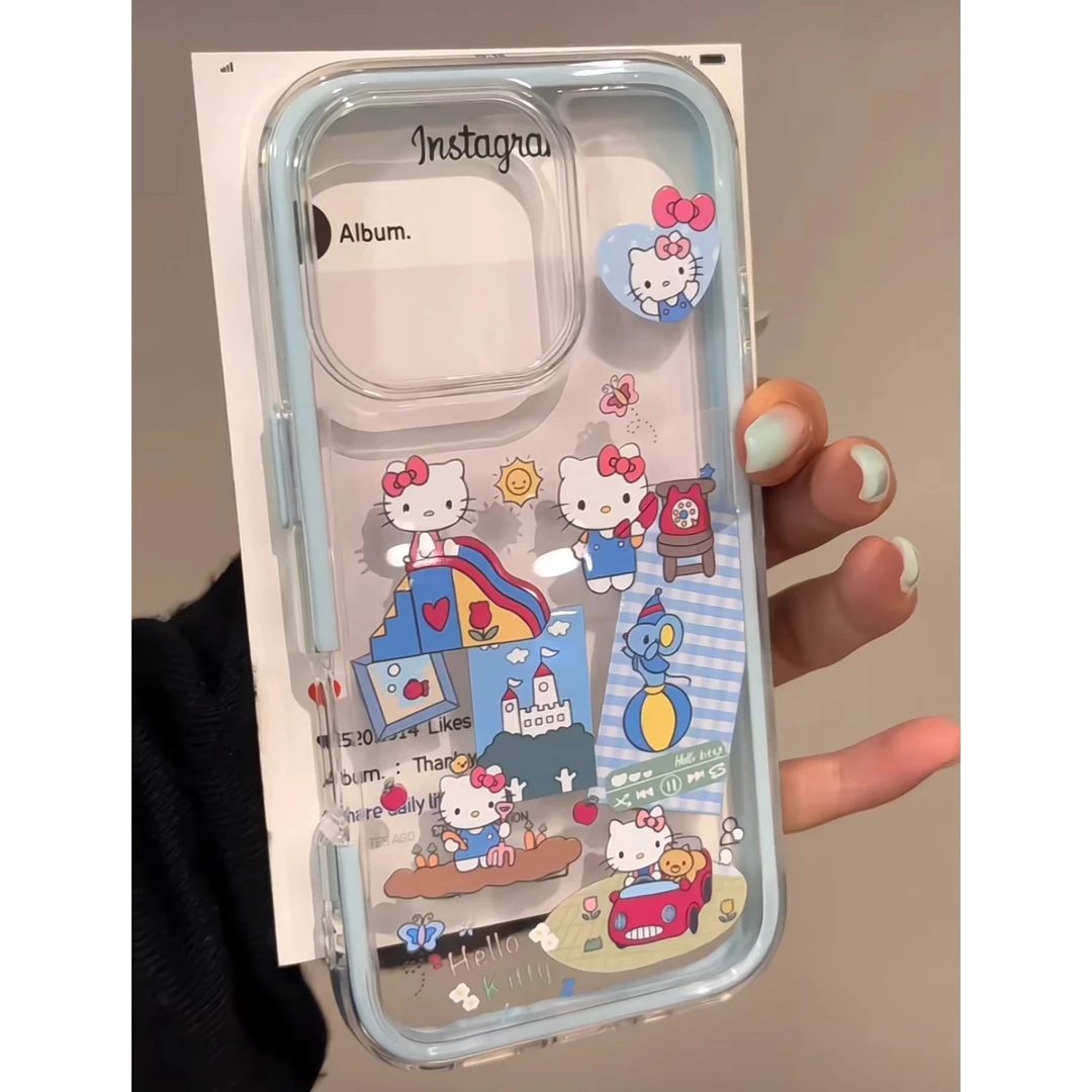 凯蒂猫乐园适用苹果16透明手机壳iPhone14promax少女创意13卡通15
