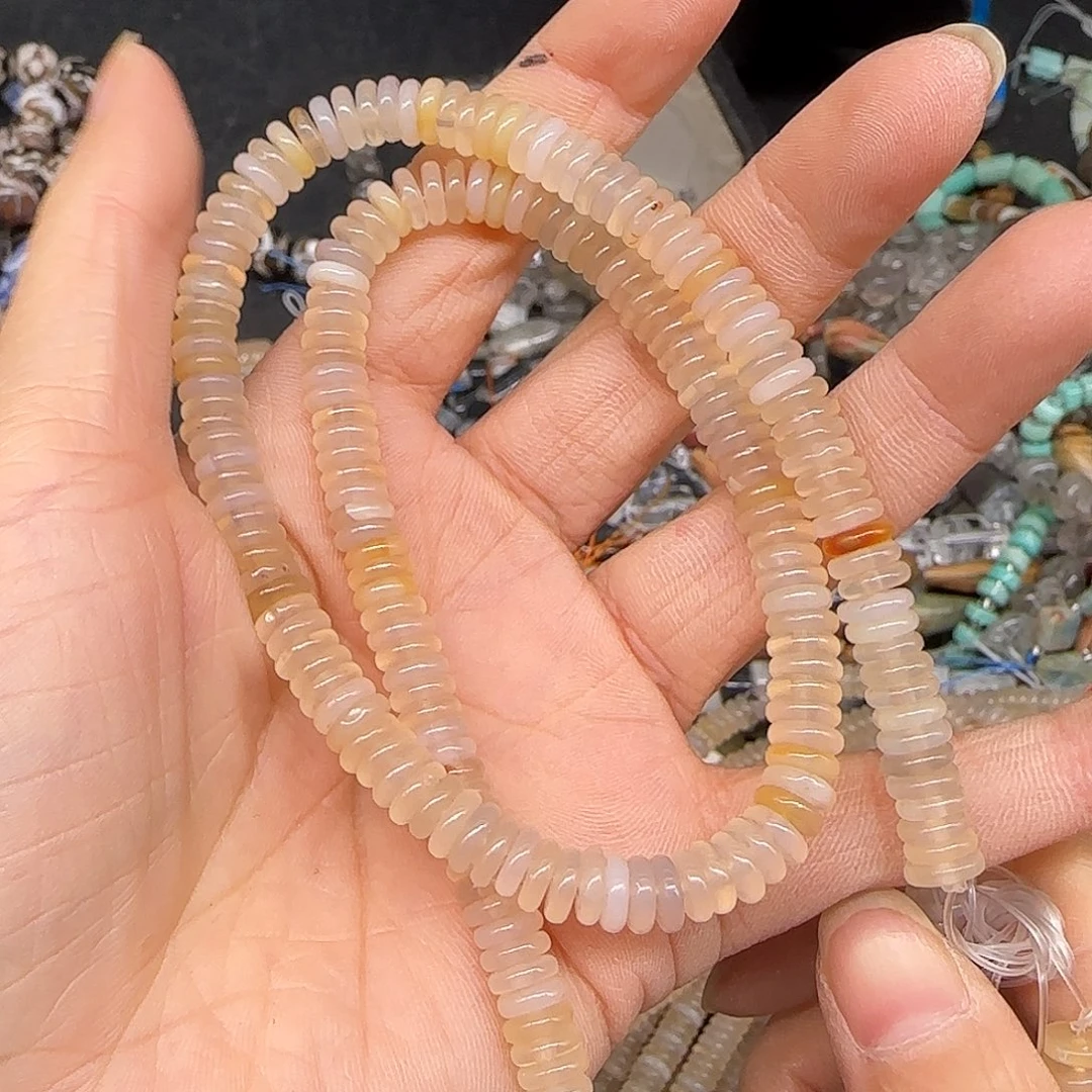 玛瑙/玉髓合金珠宝半成品荔枝冻6mm一条算盘