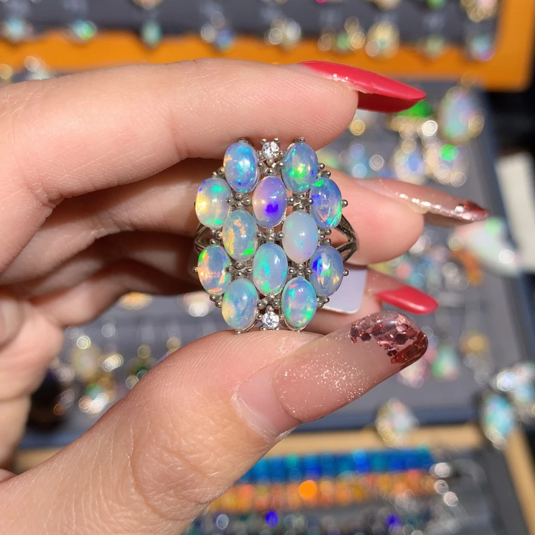 银S925镶嵌欧泊欧泊戒指y