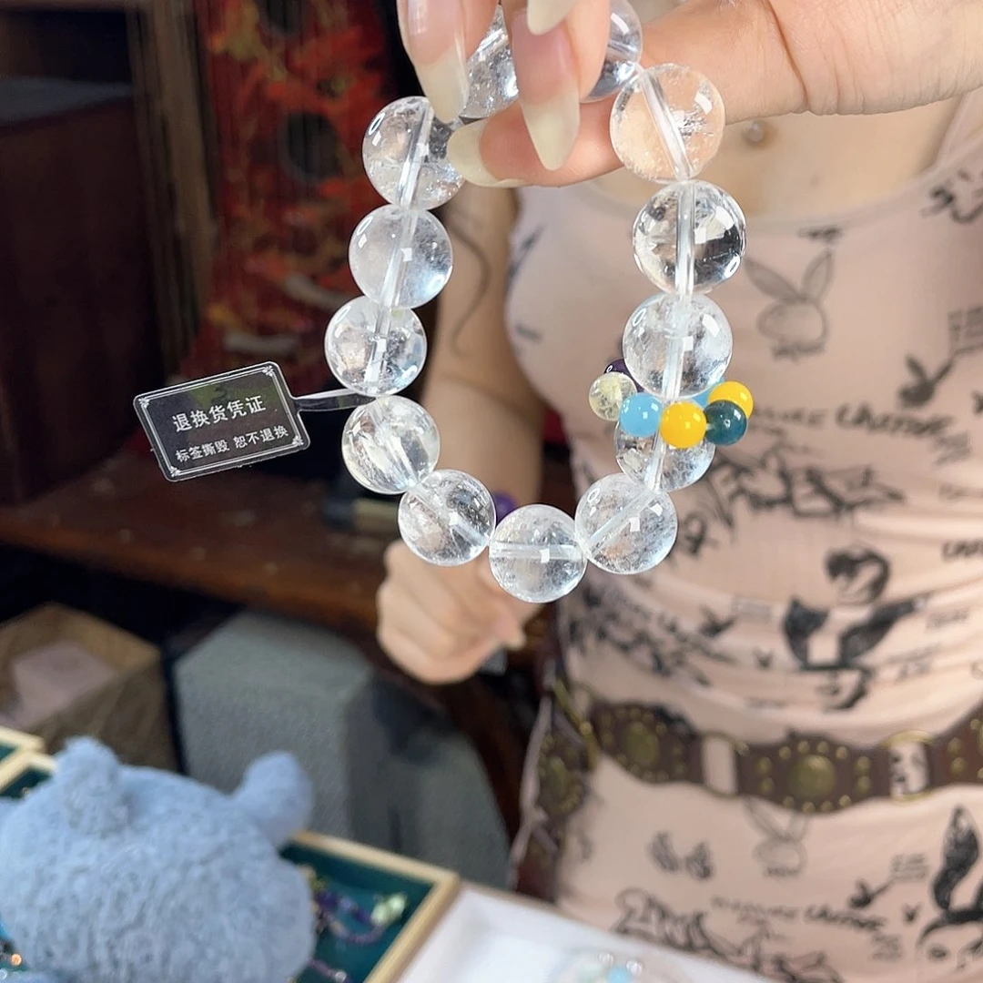 水晶手链银S925镀金镶嵌