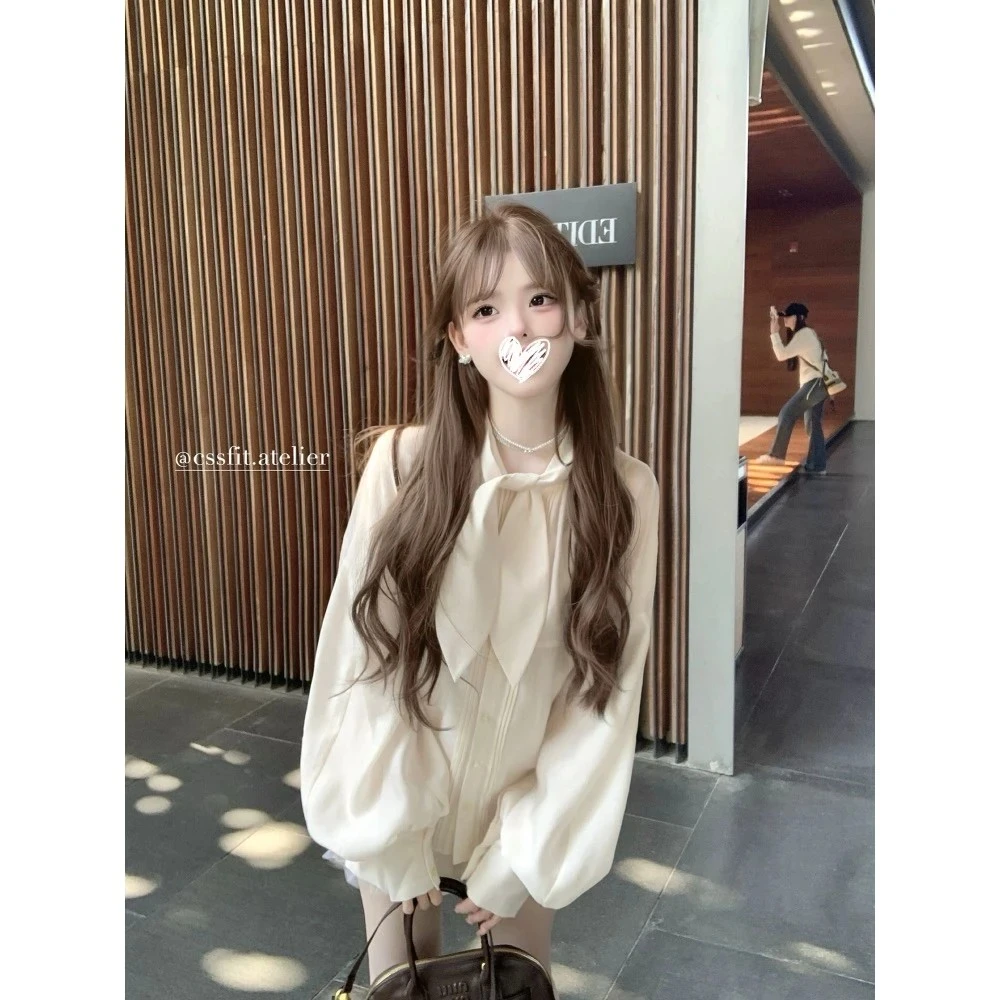 雏菊信笺 兔耳领长袖衬衫百搭南瓜短裤套装#C1034