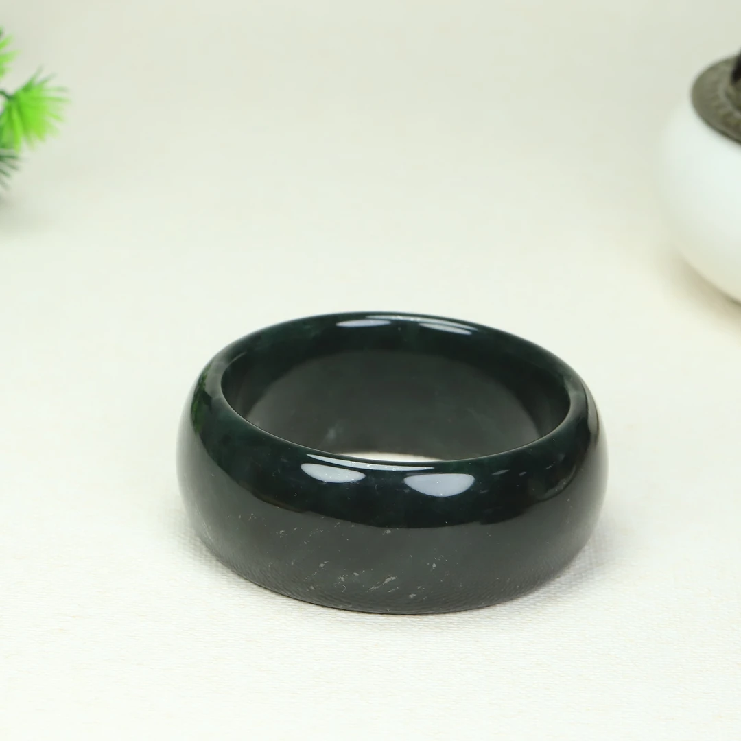 天然老料药王石  黑包公加宽宽版轮胎手镯