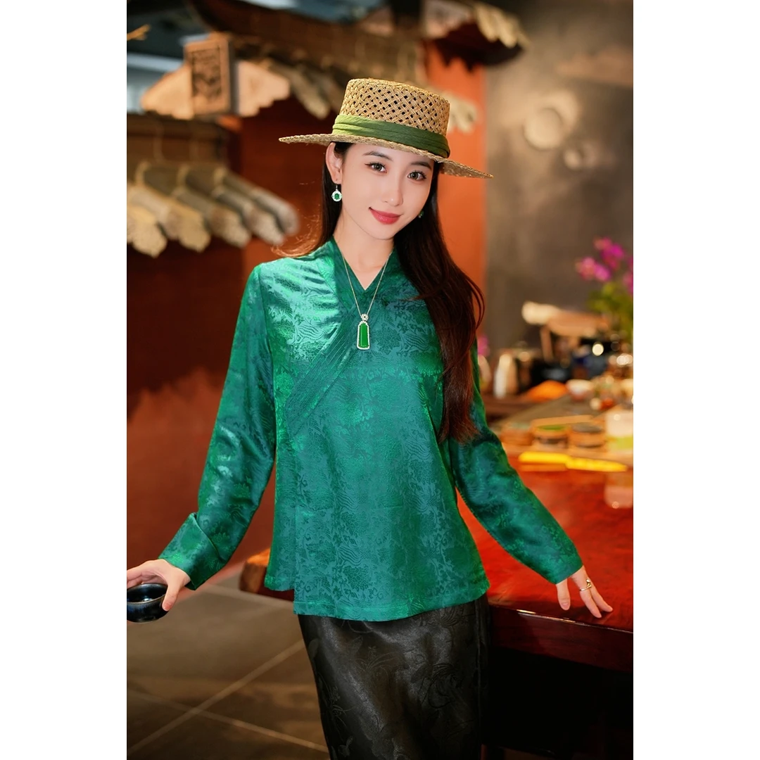 蓝大【翠钰​​】新中式桑蚕丝上衣5857