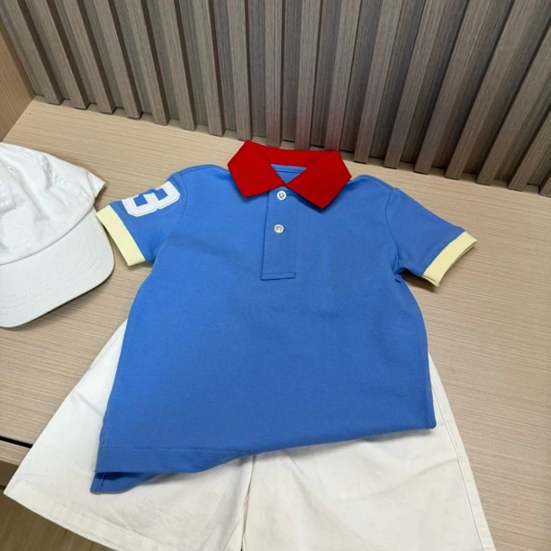 （2）拼色Polo/中大童童装重工polo衫短袖T恤