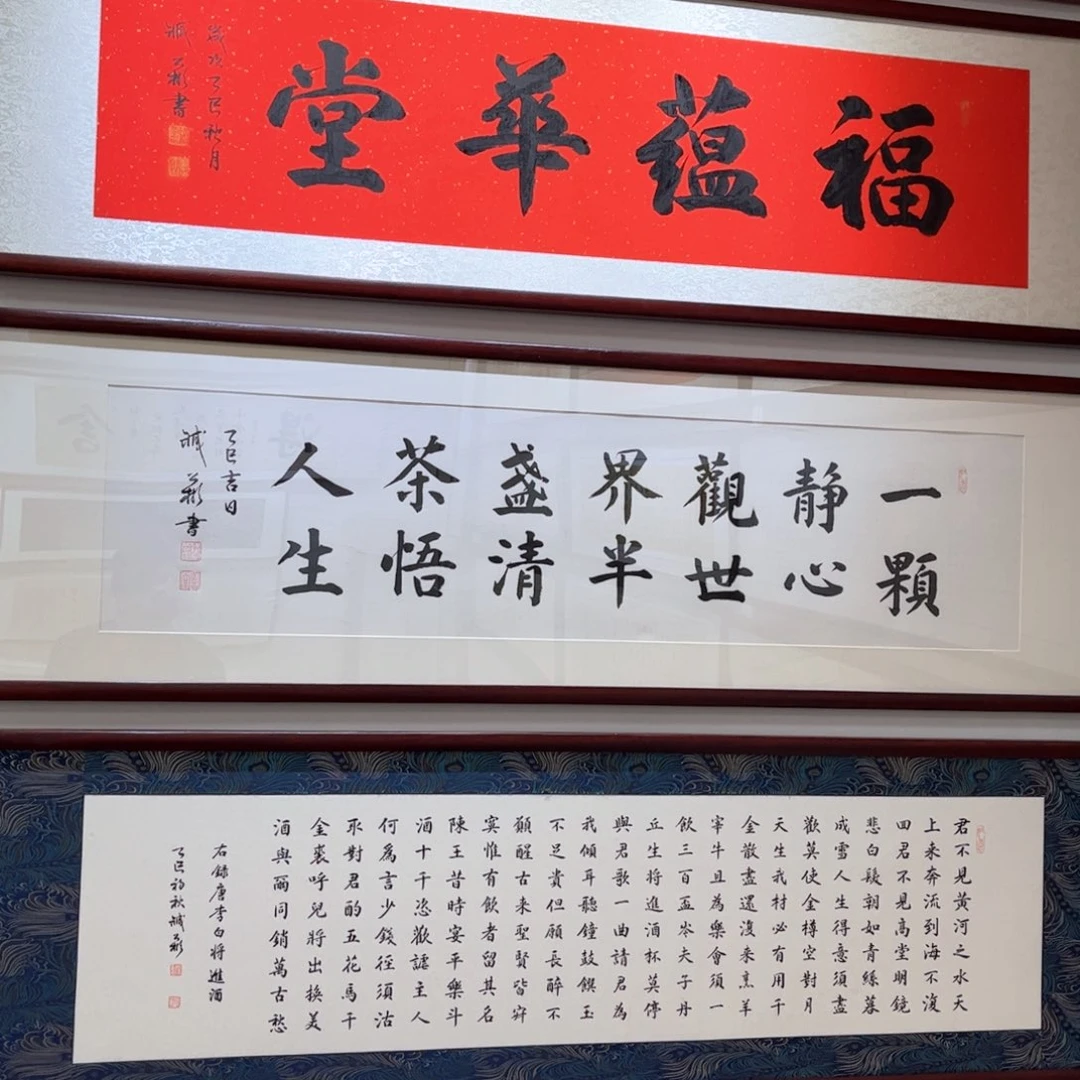 书法一颗静心观世界160×45cm