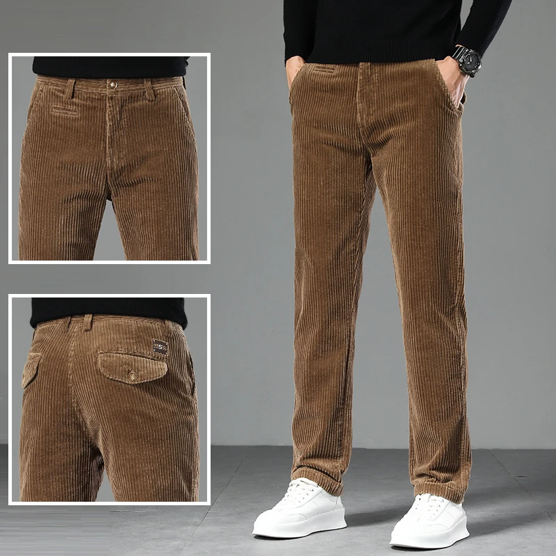 20250秋冬灯芯绒休闲裤男士高端潮流宽松百搭休闲直筒弹力长裤子