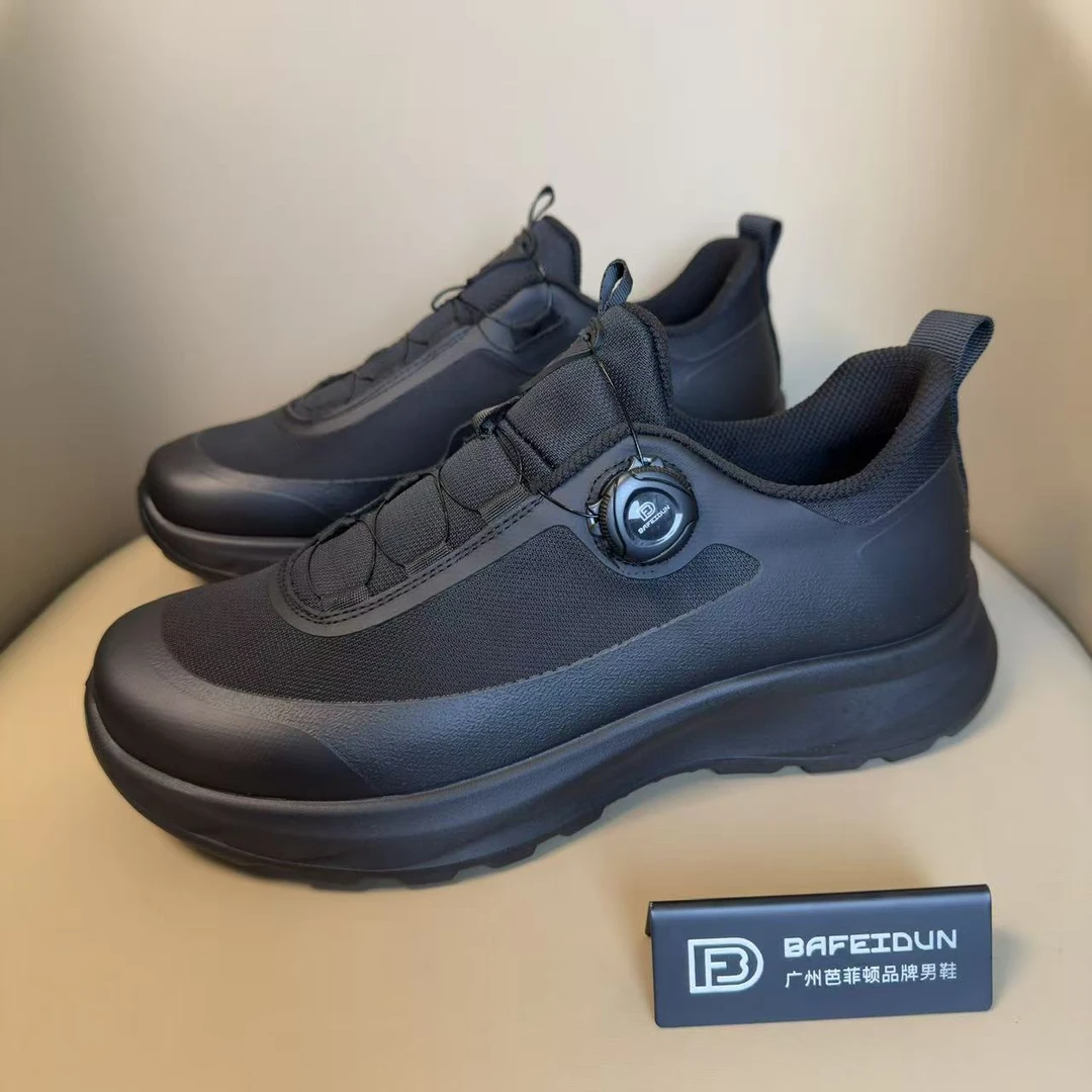 广州手工鞋爆款运动休闲男鞋厚底纽扣款一脚蹬防滑软底9027