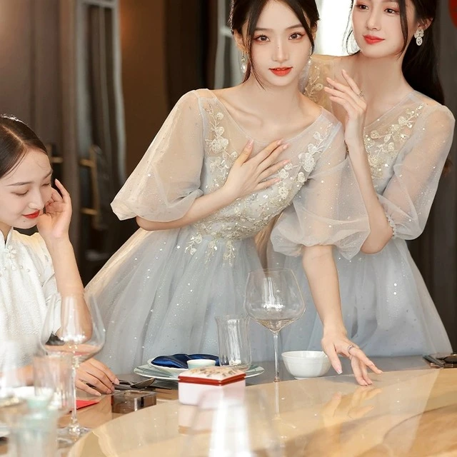 婚礼伴娘服2025新款春季高级小众姐妹团法式礼服裙修身仙气质显瘦