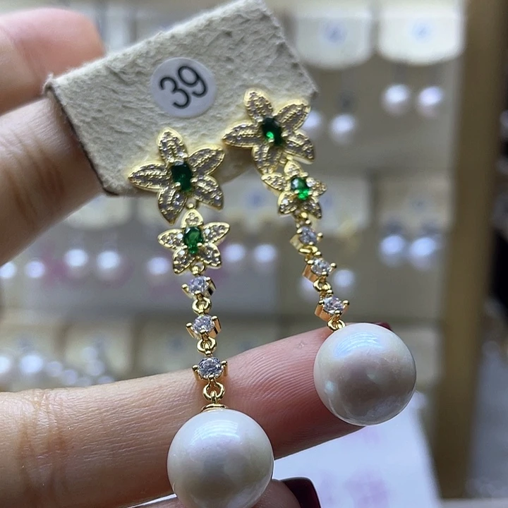 淡水珍珠耳饰银S925镶嵌