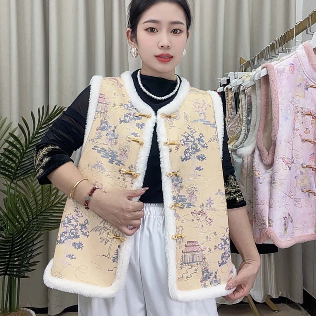 棉马甲女款2025新款爆款国风新中式马夹外穿百搭加绒保暖秋冬上衣