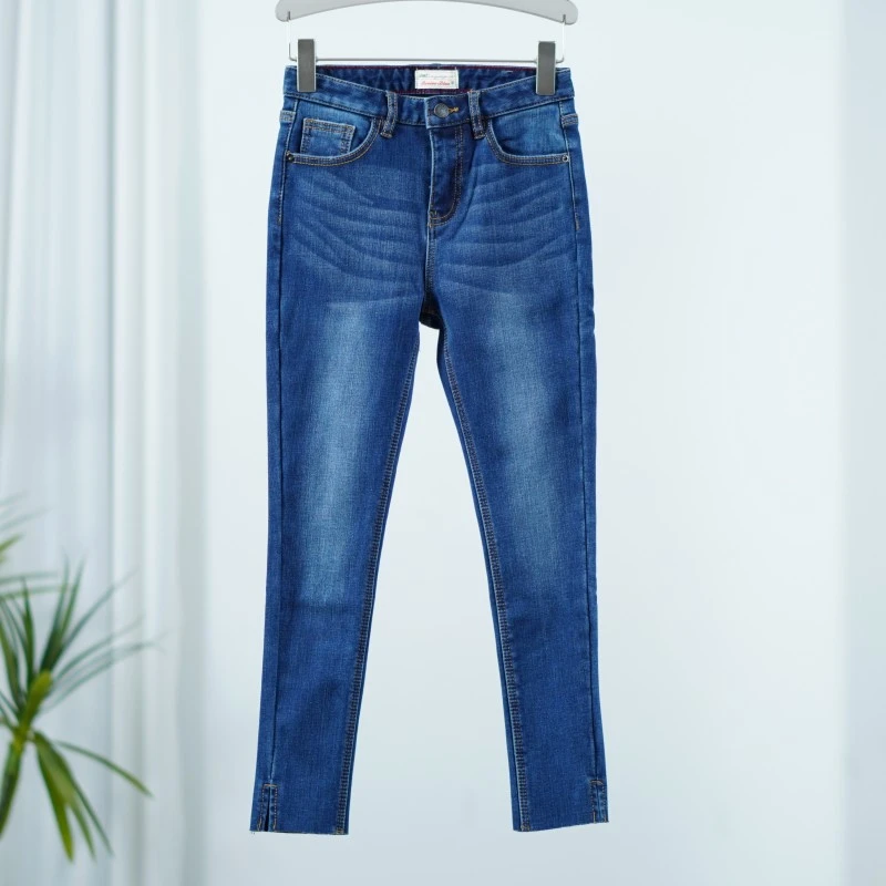 【德M】Z1323-1  女装秋冬加绒小脚九分裤深蓝色01848929305901