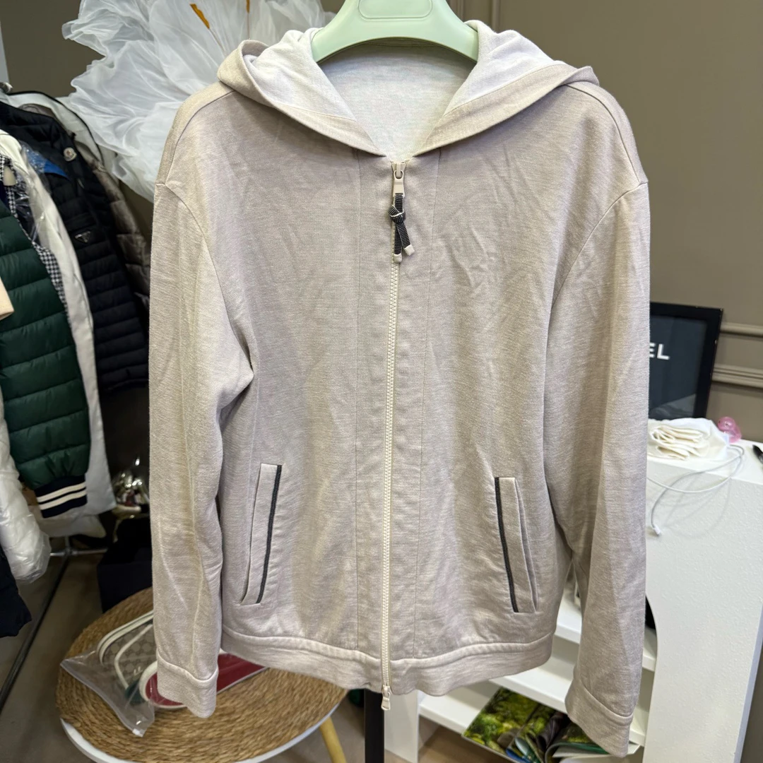 95新  BRUNELLO CUCINELLI 真丝羊绒连帽开衫s码/70110218