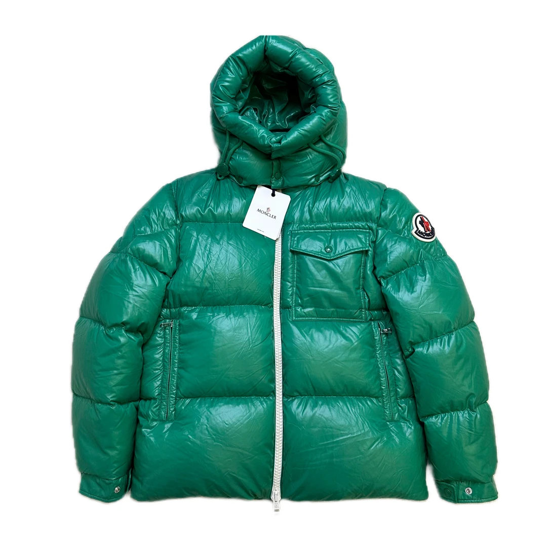 全新未使用 蒙口 蒙口moncler绿色厚款大logo羽绒服5码