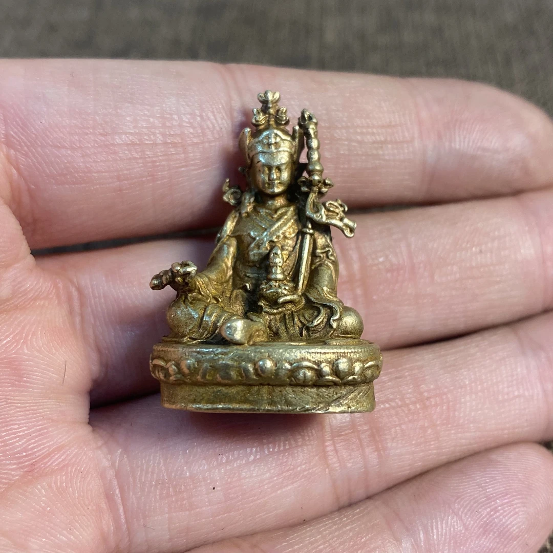 黄铜精工莲花生小摆件口袋佛