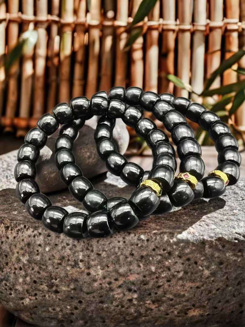 和田玉青海料格尔木黑青直切手串精致美观适合本命年佩戴老型