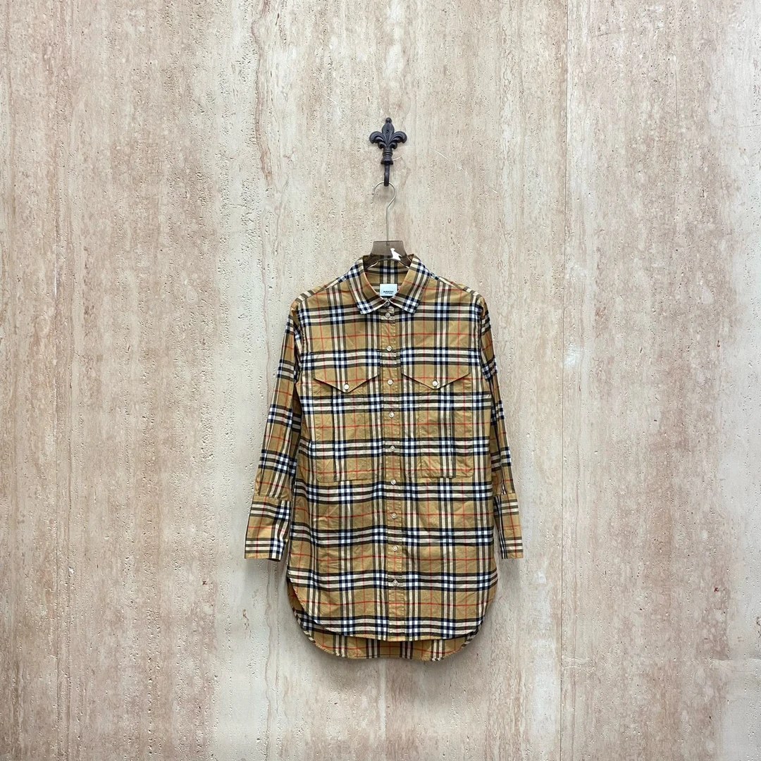 99新 BURBERRY/博柏利 格纹大口袋衬衫连衣裙/uk4码/32790