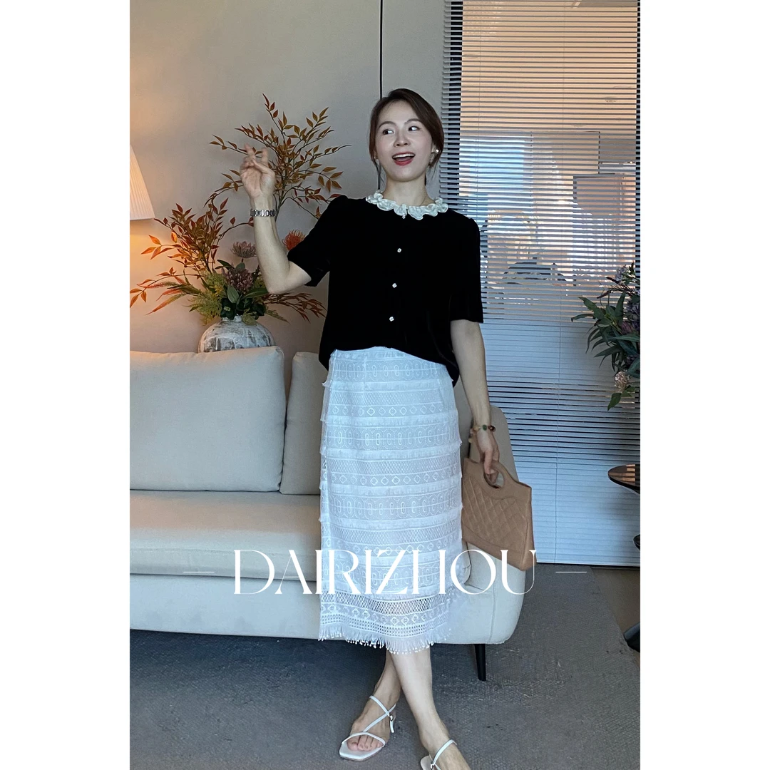DAIRI  ZHOU▪️氤氲神秘   高腰流苏蕾丝直筒包臀裙优雅简约百搭
