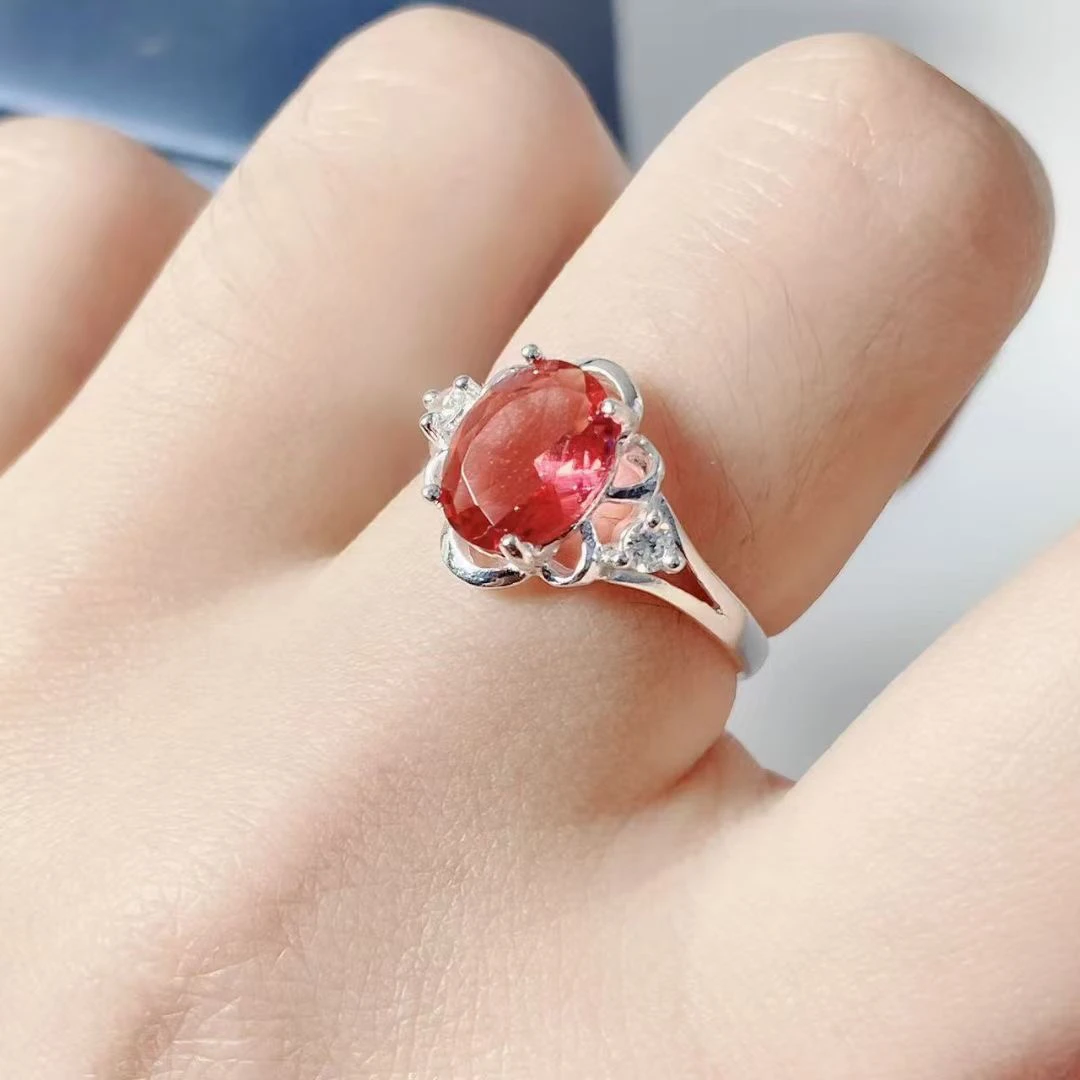 足银戒指 足银990纯银129戒指红色切面鸽子蛋活口戒指