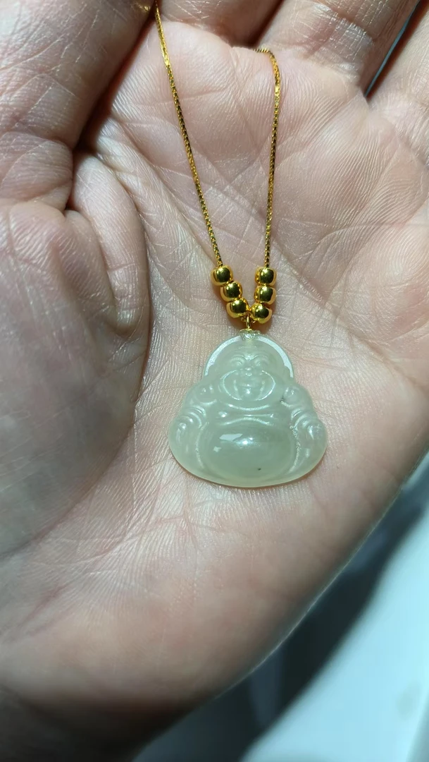 玉姐珠宝【闪购】和田玉18k金佛公吊坠