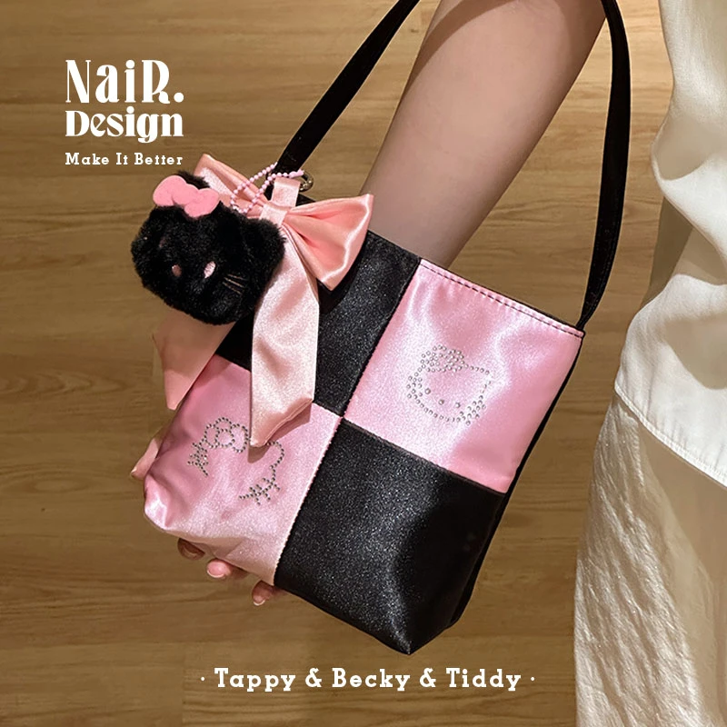 古莉奈尔原创粉墨黑妹KT绸缎包手工手拎包高级轻奢感手提通勤包