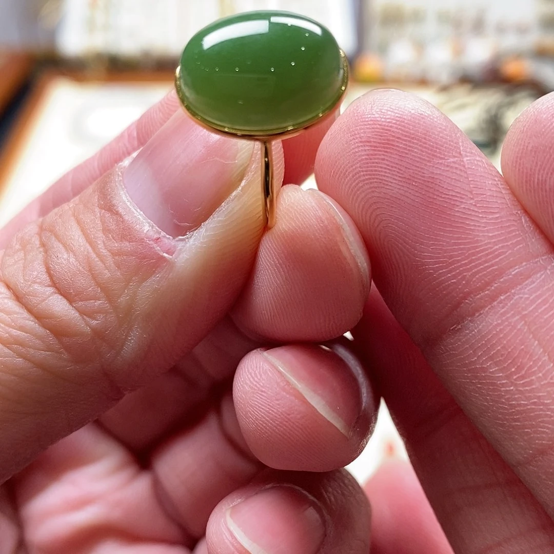 和田玉戒指银S925镶嵌宣*儿