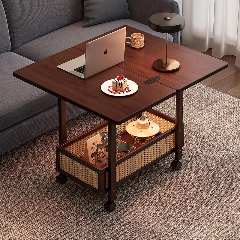 移动折叠茶几客厅家用桌子出租房专用边几沙发侧边柜简约小方桌子