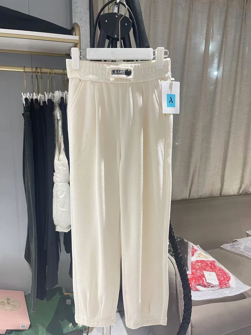 5835#松紧腰头休闲裤高腰显瘦时尚百搭宽松春秋（微瑕不tui）