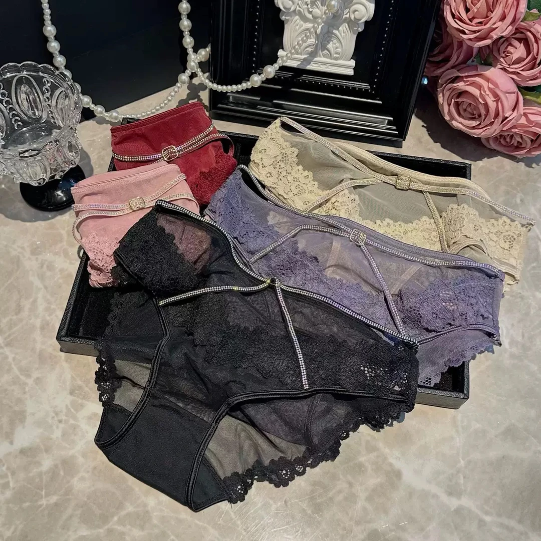 [月光缪斯]法式轻奢蕾丝镂空低腰女士三角内裤