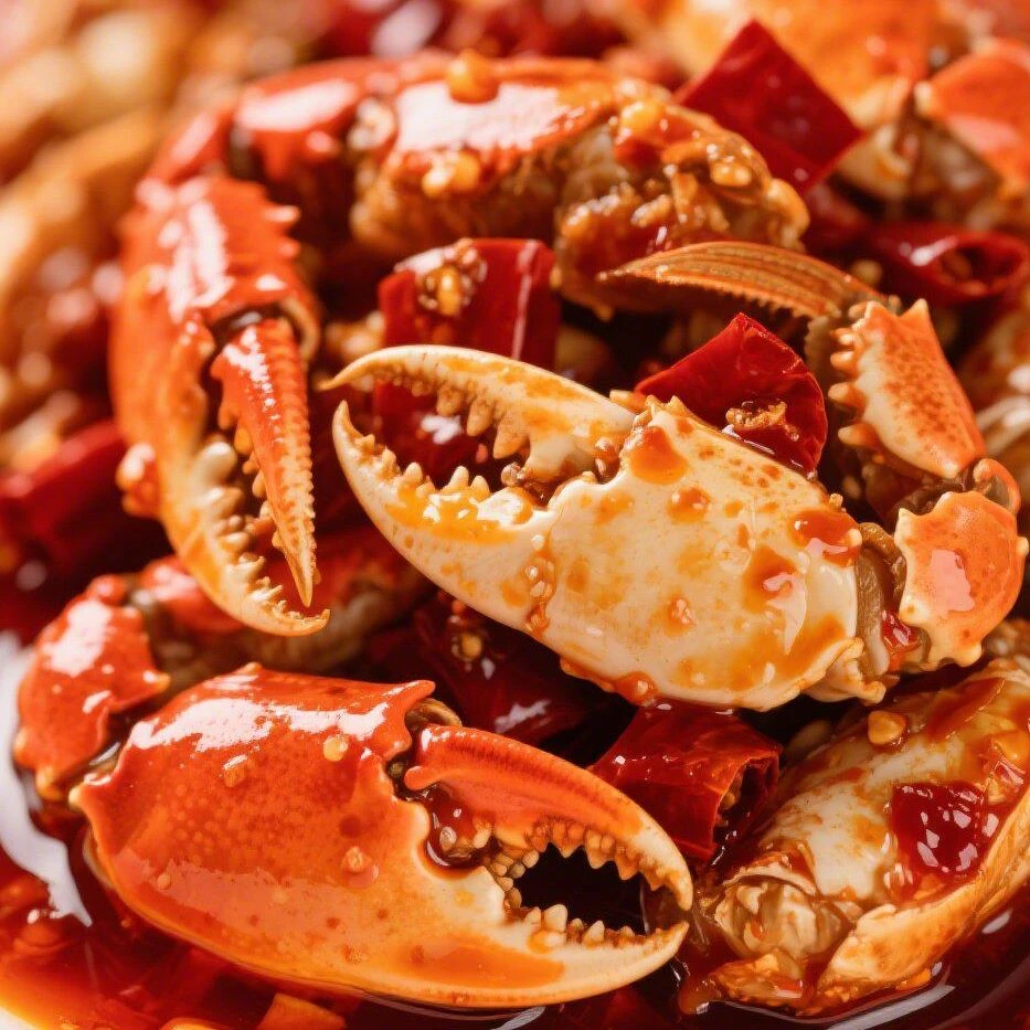 包邮香辣蟹钳捞汁小海鲜罐装麻辣蟹脚蟹腿螃蟹零食好吃推荐