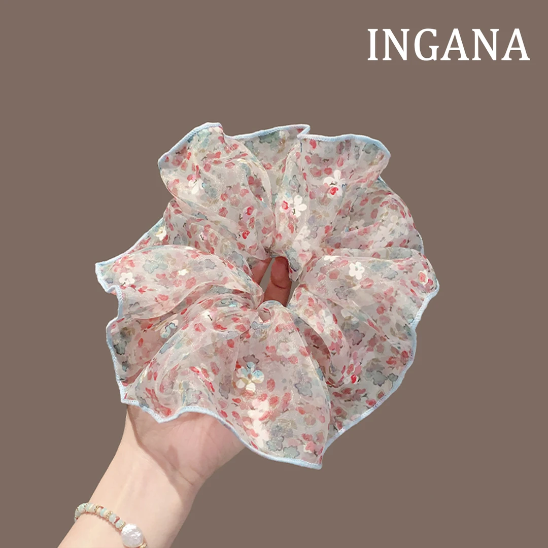 韩国泡泡纱小清新碎花大肠发圈春夏超仙少女新款森系扎头发头饰女