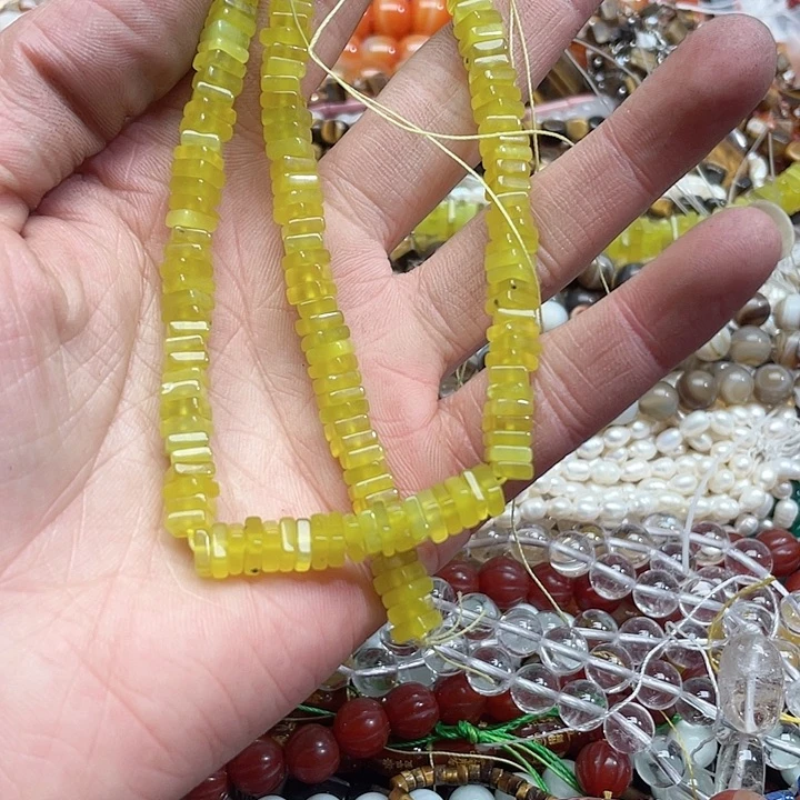 玛瑙/玉髓珠宝半成品未镶嵌一条6mm岫玉隔片